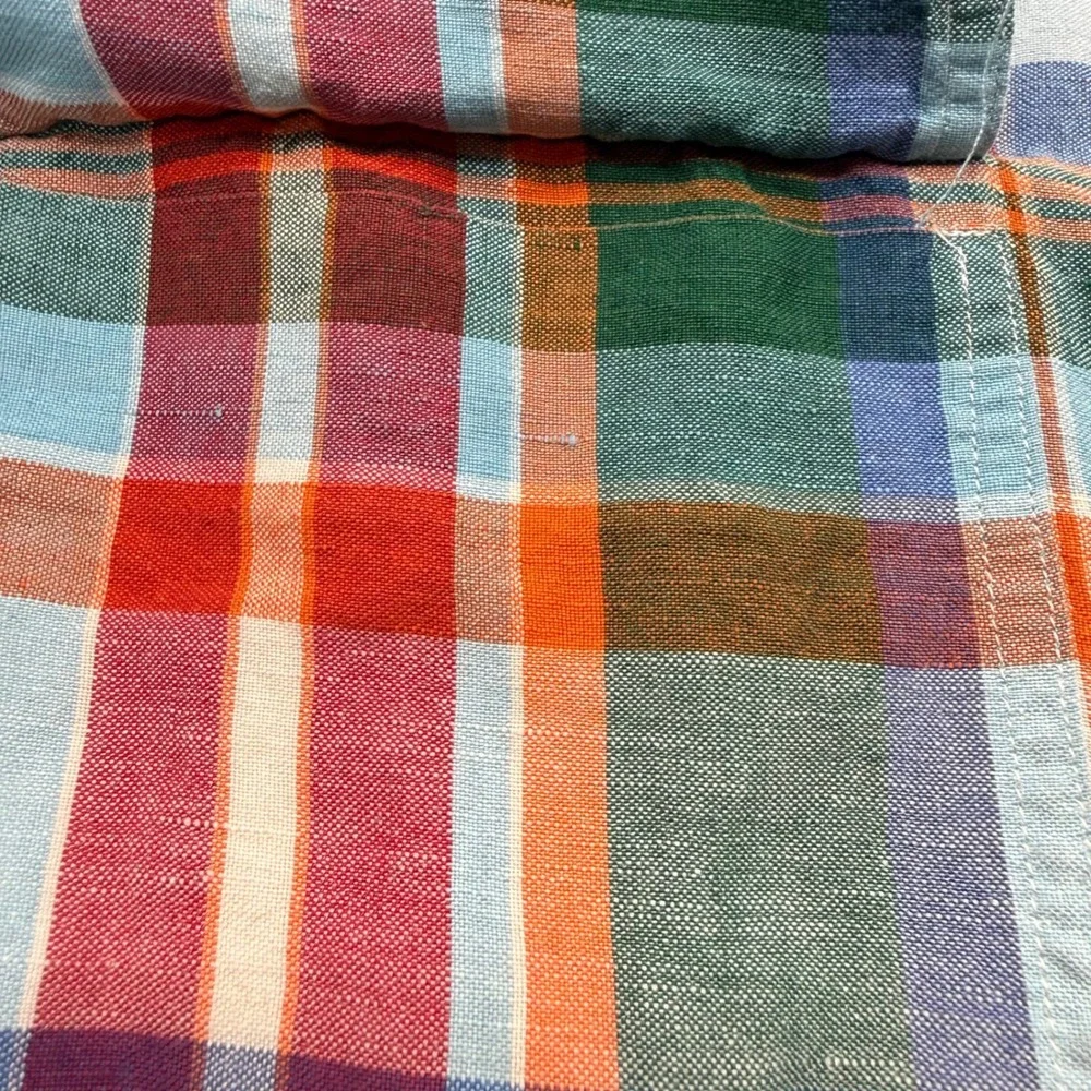 Polo Ralph Lauren Button Down Mens S Multicolor Plaid Linen Silk Blend Shirt